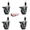Service Caster 4'' Gray Poly Swivel 1-1/4'' Expanding Stem Caster Set with Brake, 4PK SCC-EX20S414-PPUB-PLB-114-4 - alternate 3